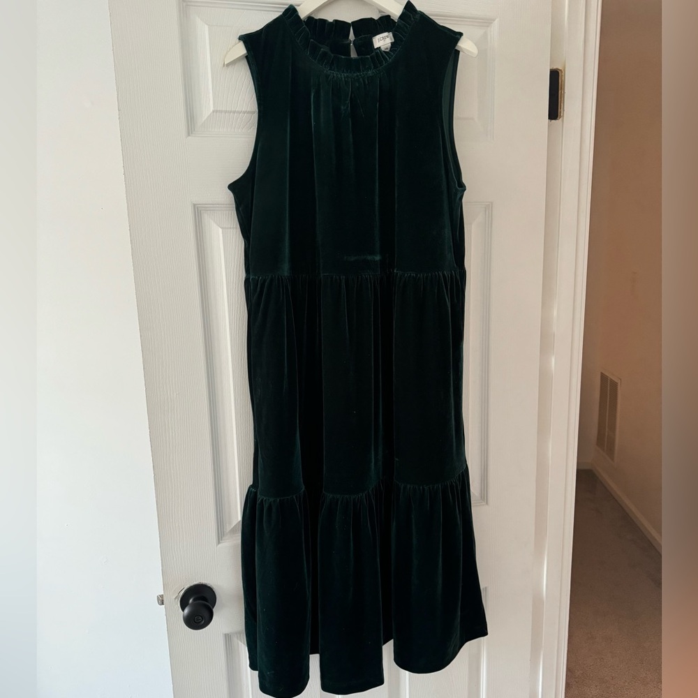 J.Crew Velvet sleeveless midi dress with matching Velvet purse